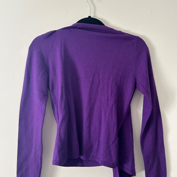 DVF - Purple Silk & Cashmere Blend Wrap Cardigan - Picture 3 of 4
